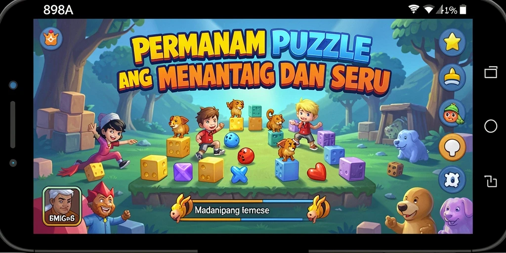 Screenshot utama menampilkan gameplay Puzzle yang mendebarkan.