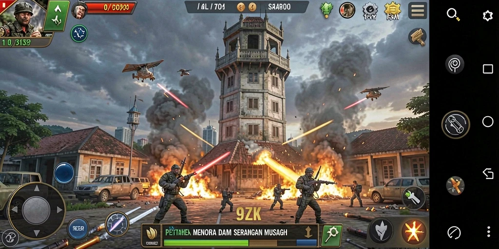 Gameplay menegangkan dengan strategi menara yang seru.