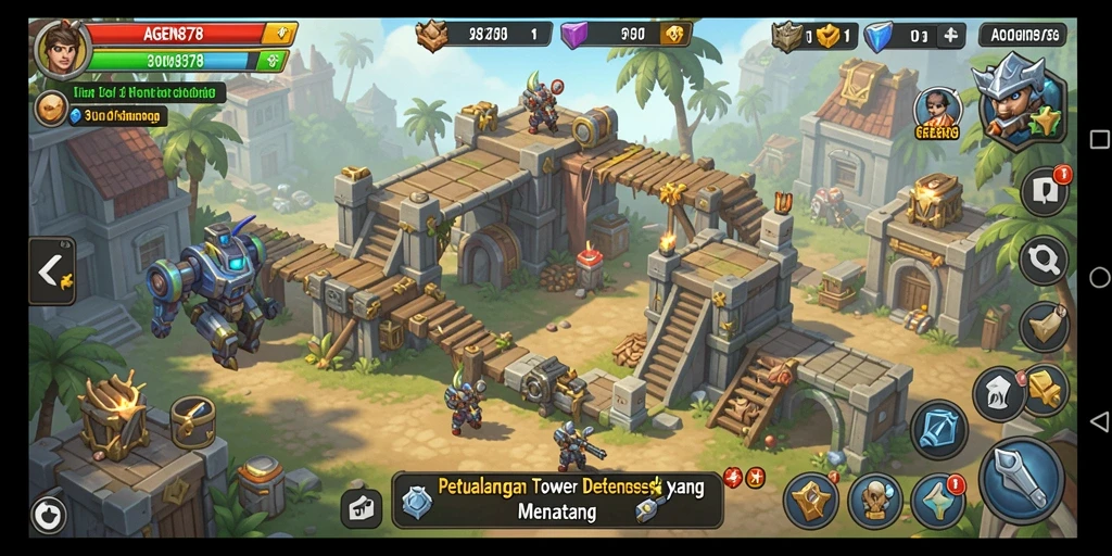 Tampilan permainan AGEN878 yang epik dalam tower defense.