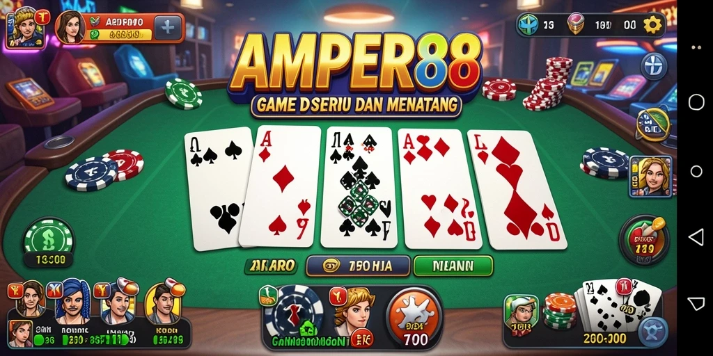 Screenshot gameplay AMPER88 menampilkan suasana permainan Domino yang seru.