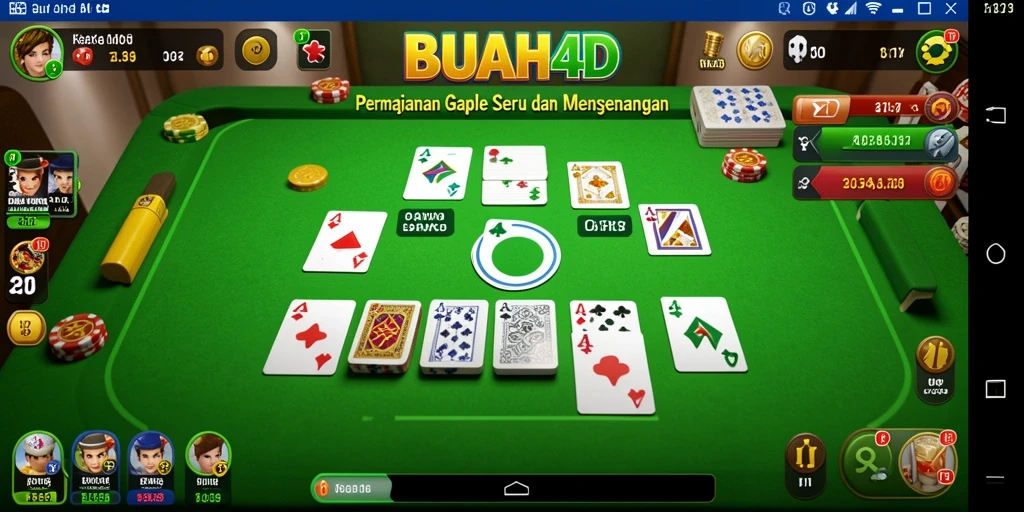 Tampilan gameplay seru BUAH4D dengan kartu Gaple yang menarik.