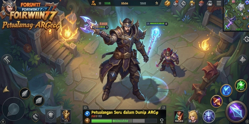 Screenshot aksion seru dari gameplay FORWIN77 di dunia ARPG.