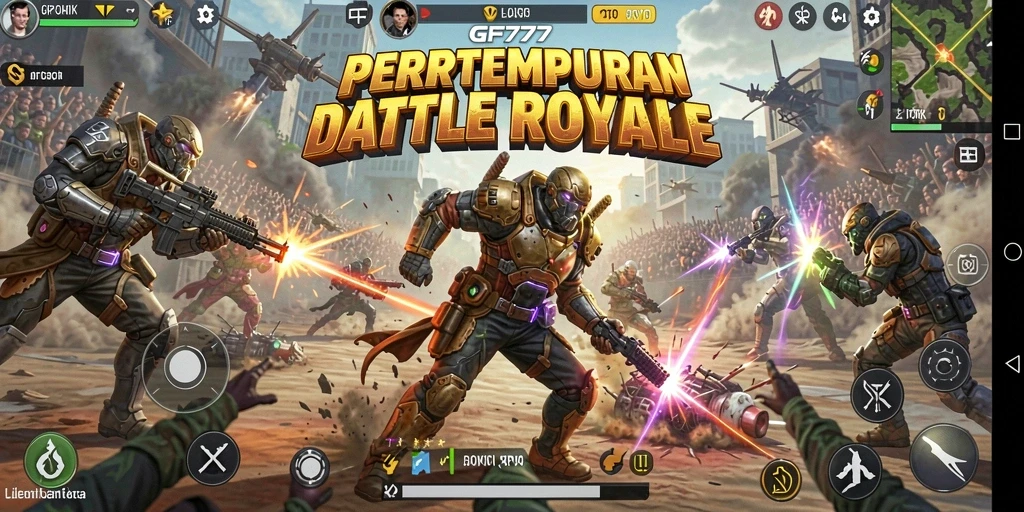 Tampilan gameplay mendebarkan dari GF777 dalam aksi Battle Royale.