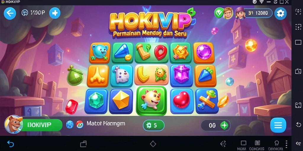 Gameplay seru HOKIVIP dengan objek berwarna-warni yang menantang.