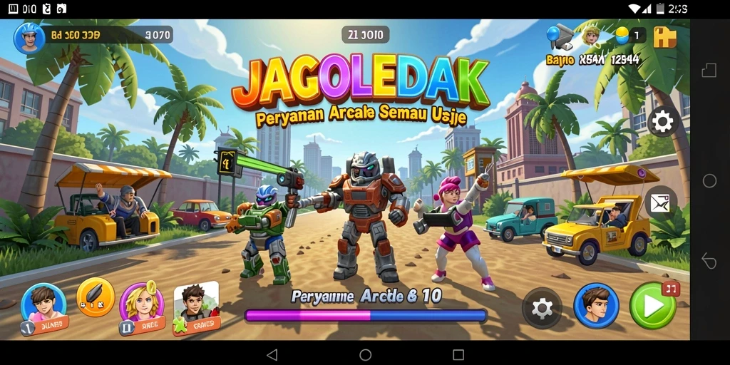 Tampilan gameplay JAGOLEDAK yang penuh aksi seru.