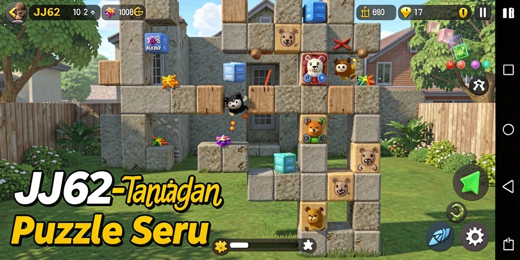 Screenshot gameplay JJ62 menampilkan puzzle yang penuh warna dan menarik.