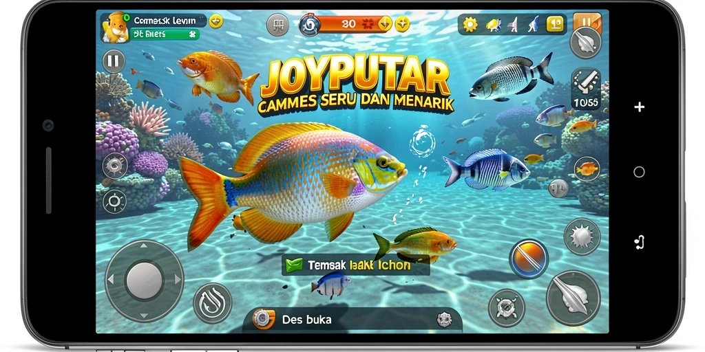 Gameplay JOYPUTAR menampilkan aksi menembak ikan yang seru.