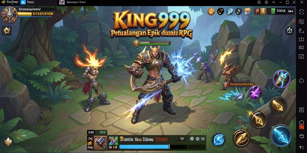 Tangkapan layar menunjukkan pertarungan epik dalam KING999 dengan karakter pemain yang beraksi.