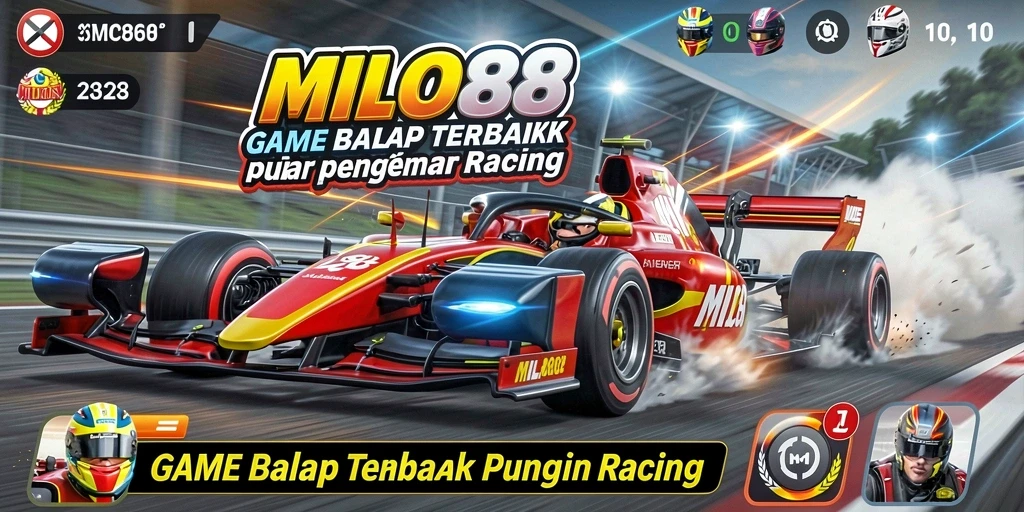 Screenshot menunjukkan momen balapan yang mendebarkan dalam MILO88.