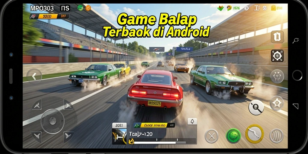 Screenshot gameplay MPO303 yang menampilkan lintasan balap yang menantang.