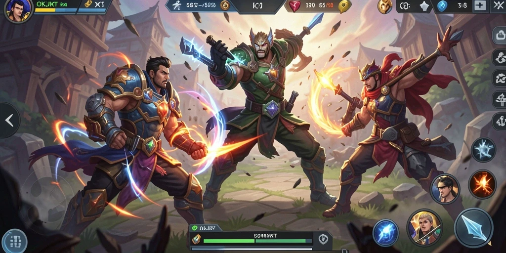 Tangkapan layar gameplay seru di OKJKT menampilkan pertempuran epik.
