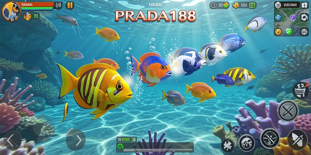 Tangkapan layar PRADA188 dengan aksi seru berburu ikan.