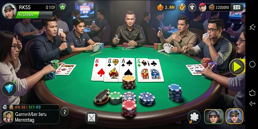 Tampilan permainan Poker yang seru dan interaktif di RK55.