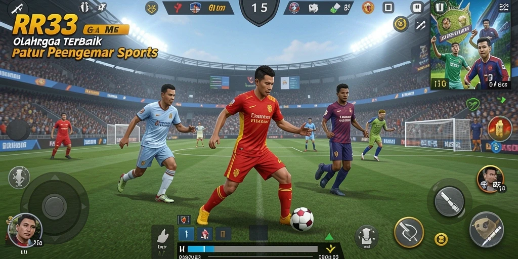 Screenshot gameplay RR33 yang menampilkan pertarungan antar pemain dalam pertandingan olahraga.