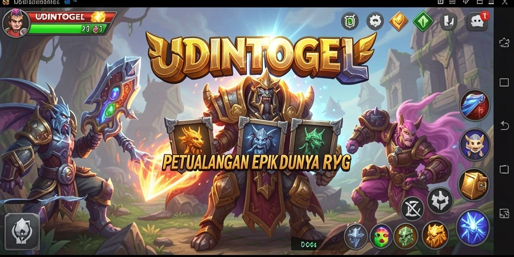 Tampilan gameplay menarik di UDINTOGEL dengan aksi petualangan RPG.