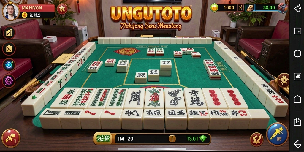 Screenshot gameplay UNGUTOTO menampilkan suasana seru permainan Mahjong.