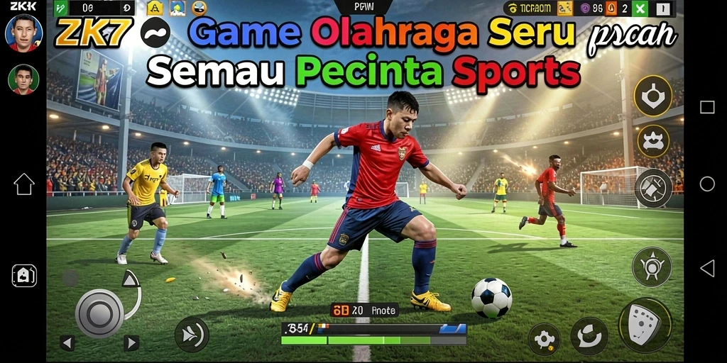 Tangkapan layar utama ZK7 menunjukkan aksi intens olahraga dalam permainan.